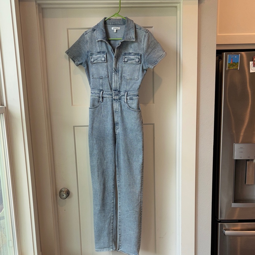 Good American Fit For Success Denim Jumpsuit, size 1 Fits US Small